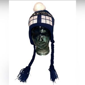 Doctor Who Tardis Beanie Pompom Hat Officially Licensed BBC Blue One Size